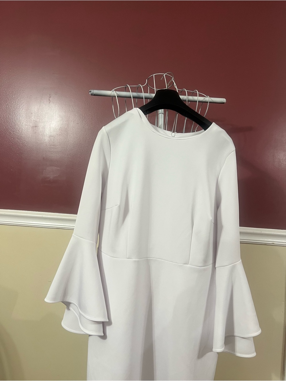 Eloquii White Midi Dress with Layered Bell Sleeves